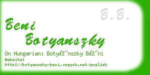 beni botyanszky business card